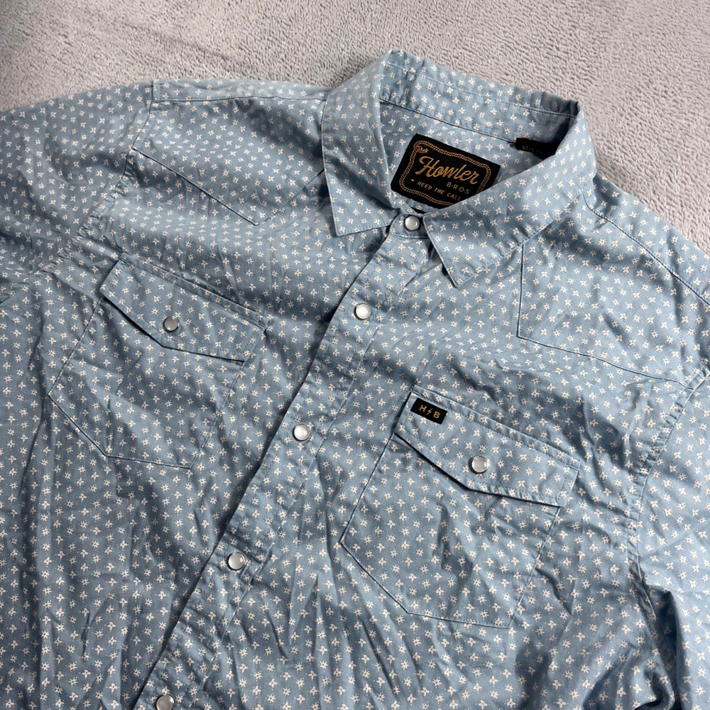 Howler Brothers Mens H Bar B Short Sleeve Snapshirt Dreamland Seafoam Large